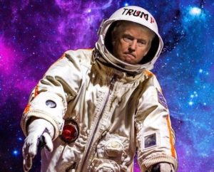 Donald Trump habillé en cosmonaute dans un montage photo