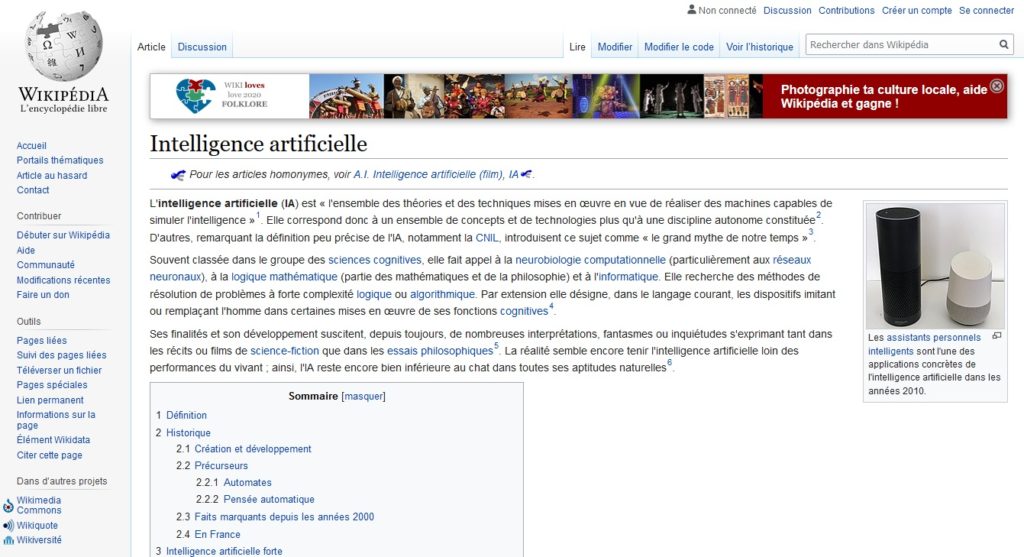 Wikipedia interlligence artificielle