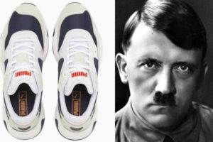 Photomontage avec les « Storm Adrenaline » de Puma à gauche et Hitler à droite.