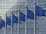 Drapeaux de l'UE au bâtiment Berlaymont de la Commission européenne à Bruxelles (Belgique).